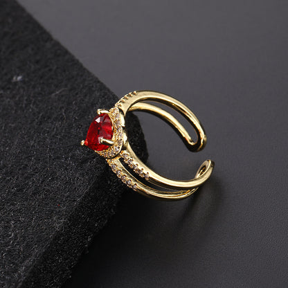 Japanese And Korean Stylish Opening Ring Personalized Ins Style Diamond Simple And Adjustable Ring Vintage Ring Niche Little Finger Ring