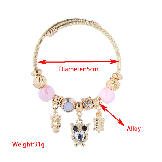 Wholesale Jewelry Elegant Lady Tortoise Owl Alloy Rhinestones Inlay Bangle