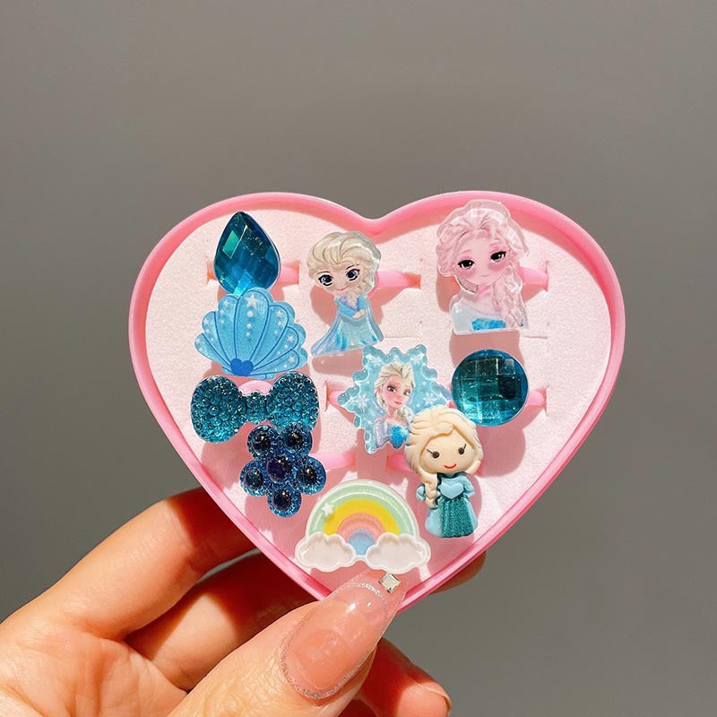 Cartoon Style Rabbit Heart Shape Plastic Resin Girl's Rings