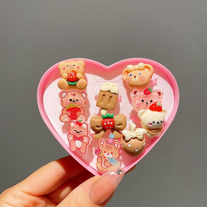 Cartoon Style Rabbit Heart Shape Plastic Resin Girl's Rings