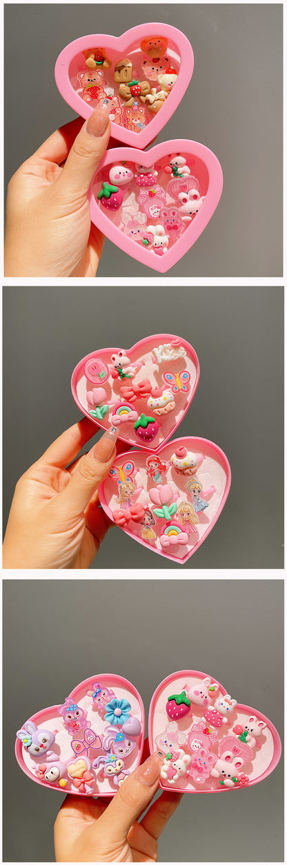 Cartoon Style Rabbit Heart Shape Plastic Resin Girl's Rings