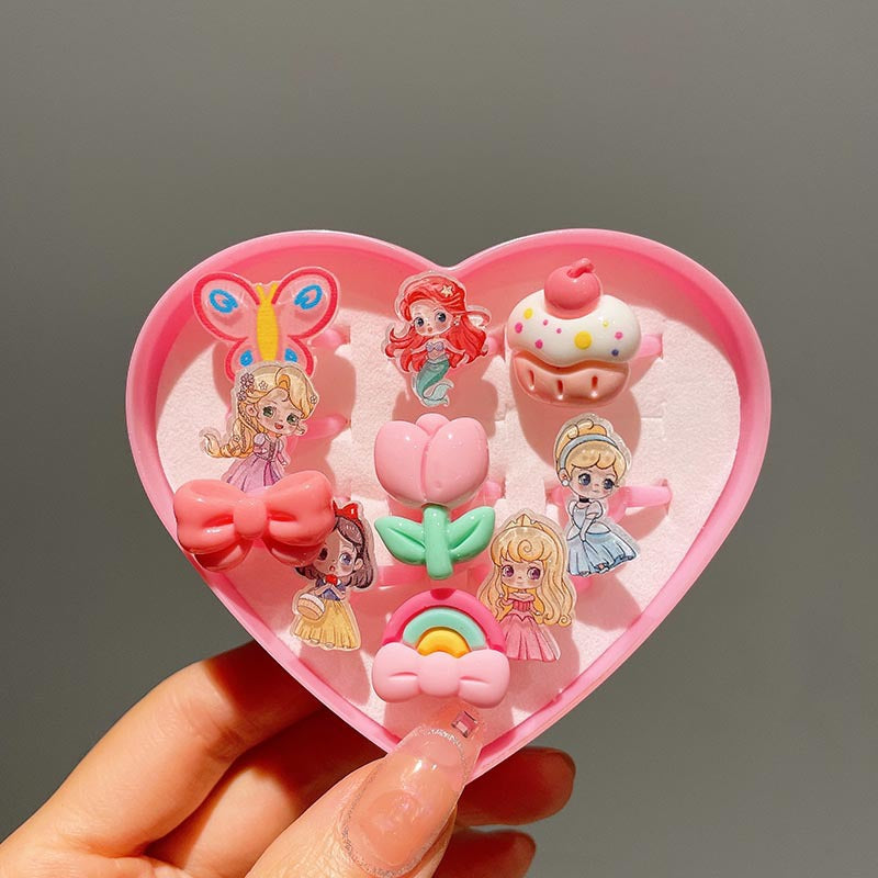 Cartoon Style Rabbit Heart Shape Plastic Resin Girl's Rings