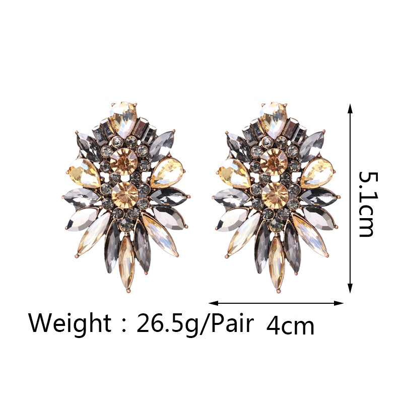 1 Pair Elegant Retro Luxurious Color Block Inlay Zinc Alloy Rhinestones Ear Studs