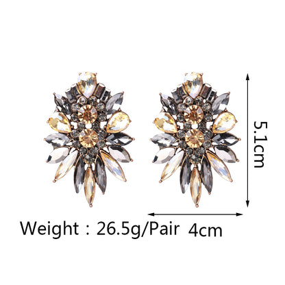 1 Pair Elegant Retro Luxurious Color Block Inlay Zinc Alloy Rhinestones Ear Studs