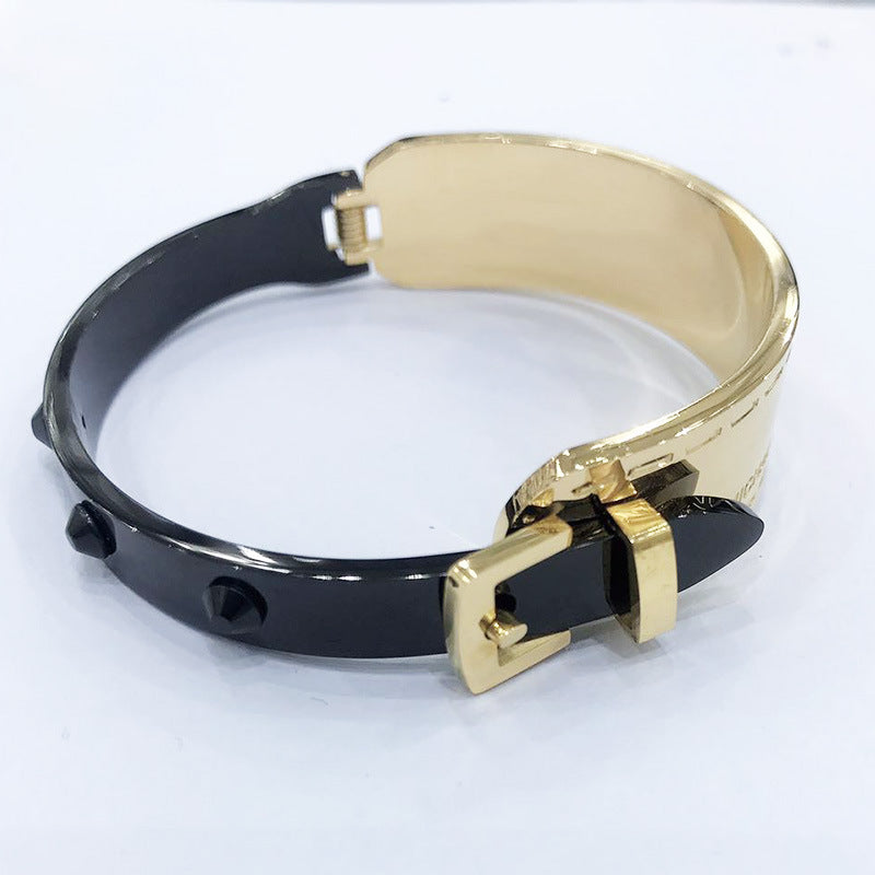 Fashion Geometric Titanium Steel Plating Bangle