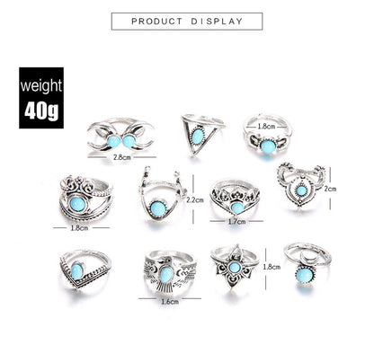 Punk Star Moon Butterfly Alloy Plating Inlay Artificial Diamond Turquoise Rhinestones Gold Plated Silver Plated Women's Rings