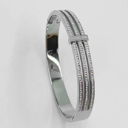 Simple Style Streetwear Geometric Titanium Steel Plating Inlay Zircon Bangle