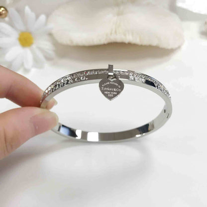 Simple Style Roman Style Round Titanium Steel Inlay Zircon Bangle