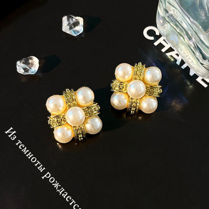 1 Pair Simple Style Geometric Plating Imitation Pearl Alloy Artificial Pearls Ear Studs