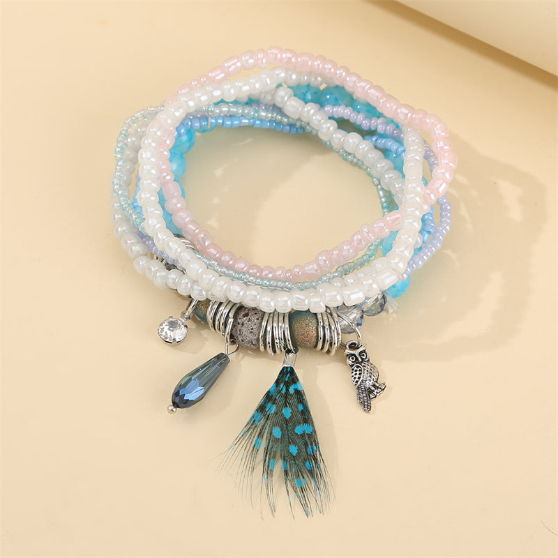 Vacation Ethnic Style Color Block Alloy Glass Beaded Women's Bracelets