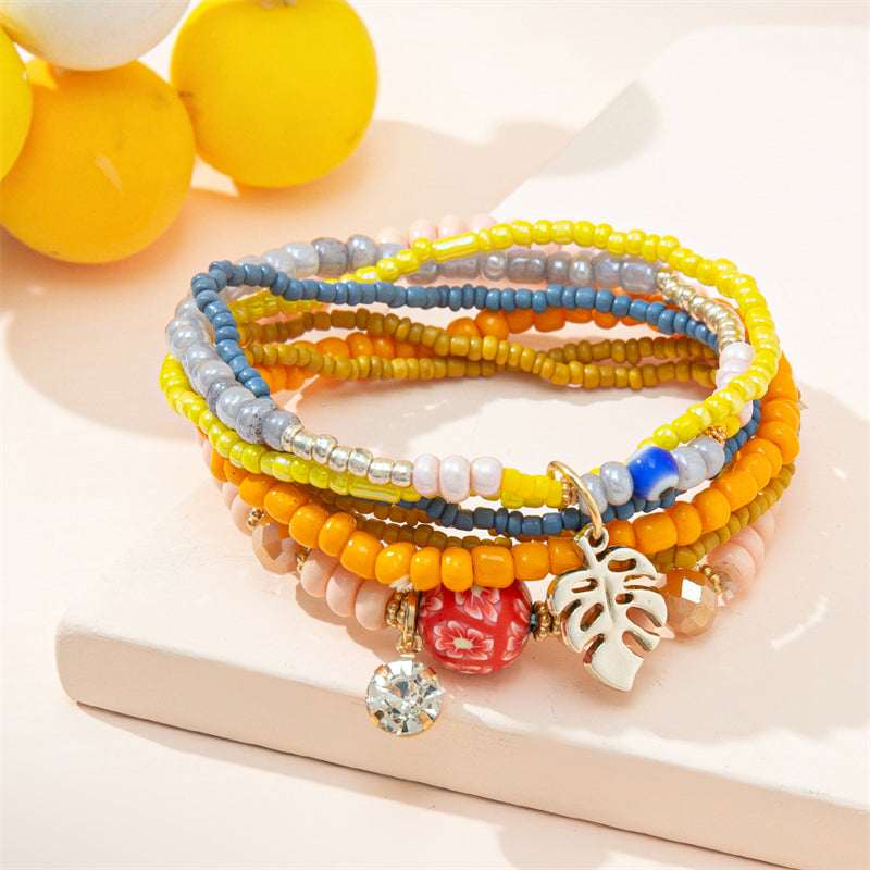 Vacation Ethnic Style Color Block Alloy Glass Beaded Women's Bracelets