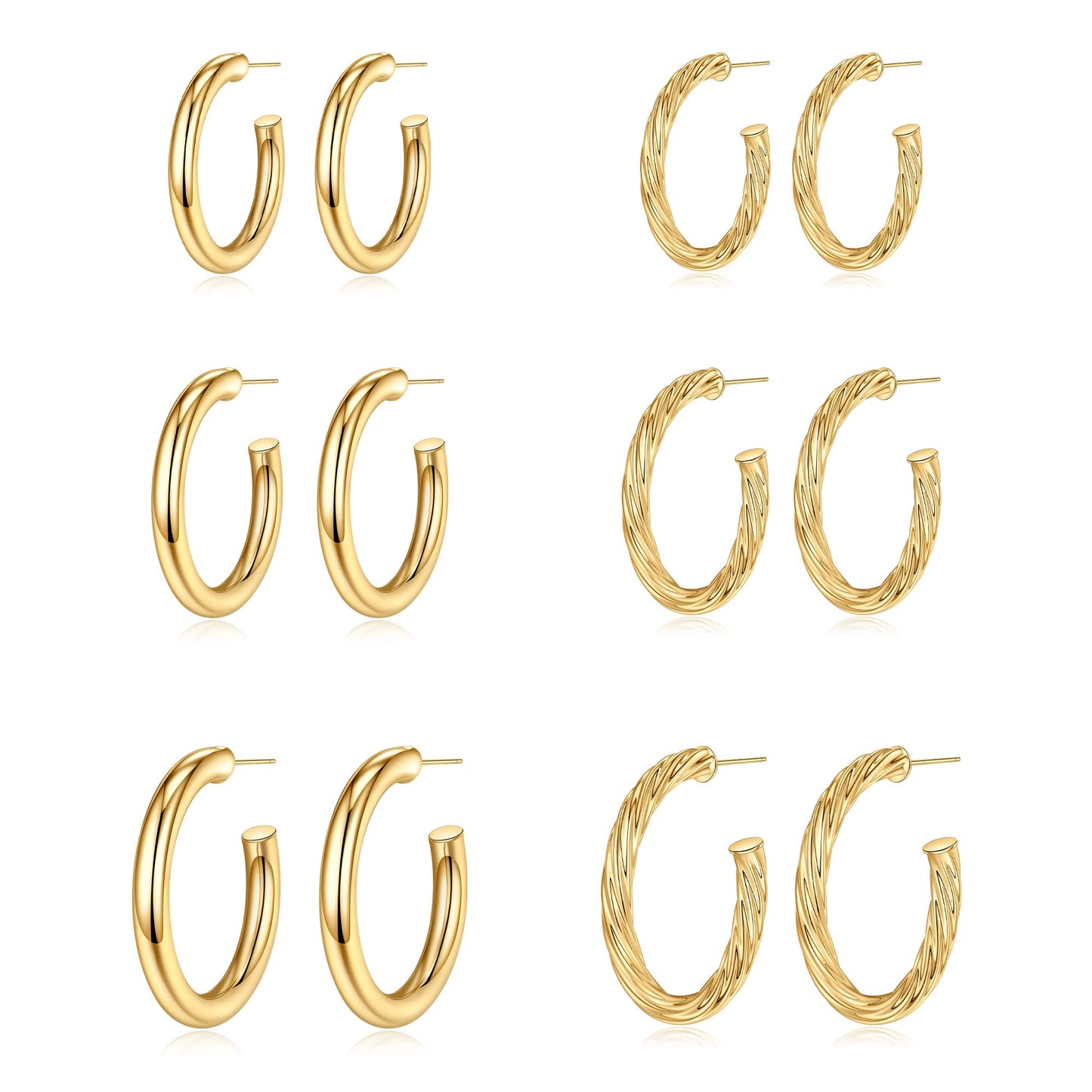 1 Set Simple Style Classic Style Solid Color Plating Copper 14k Gold Plated Hoop Earrings