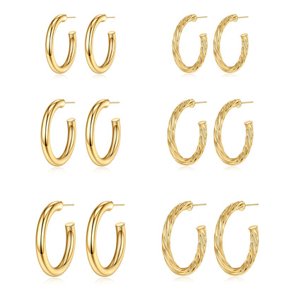 1 Set Simple Style Classic Style Solid Color Plating Copper 14k Gold Plated Hoop Earrings