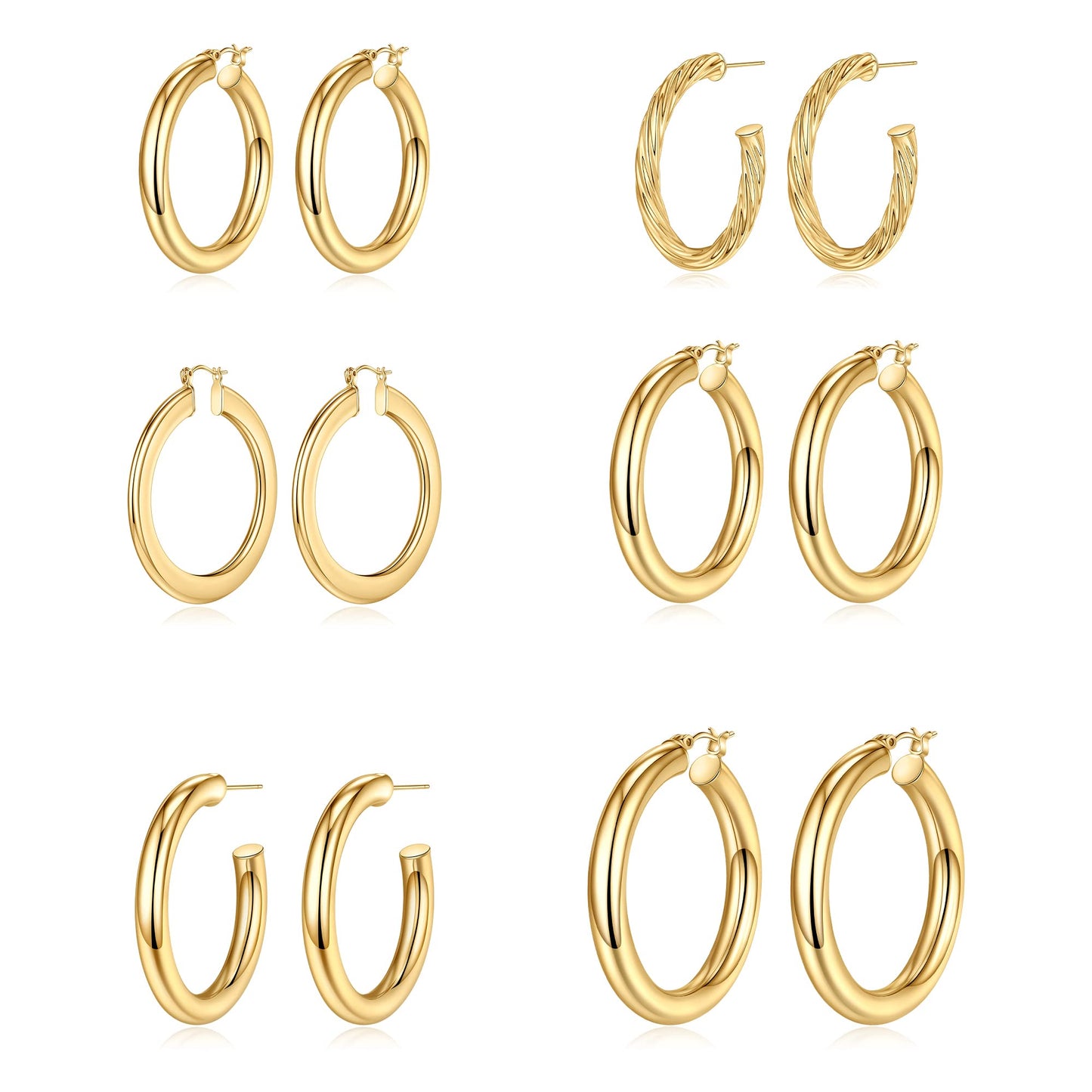 1 Set Simple Style Classic Style Solid Color Plating Copper 14k Gold Plated Hoop Earrings