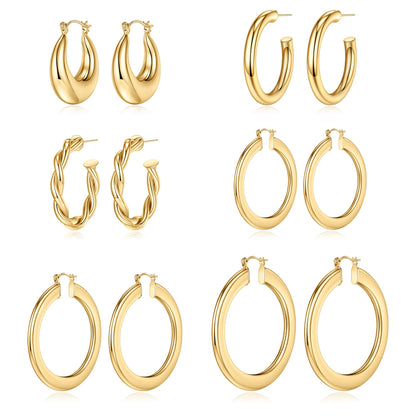 1 Set Simple Style Classic Style Solid Color Plating Copper 14k Gold Plated Hoop Earrings