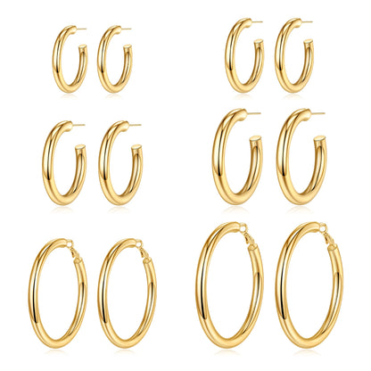 1 Set Simple Style Classic Style Solid Color Plating Copper 14k Gold Plated Hoop Earrings