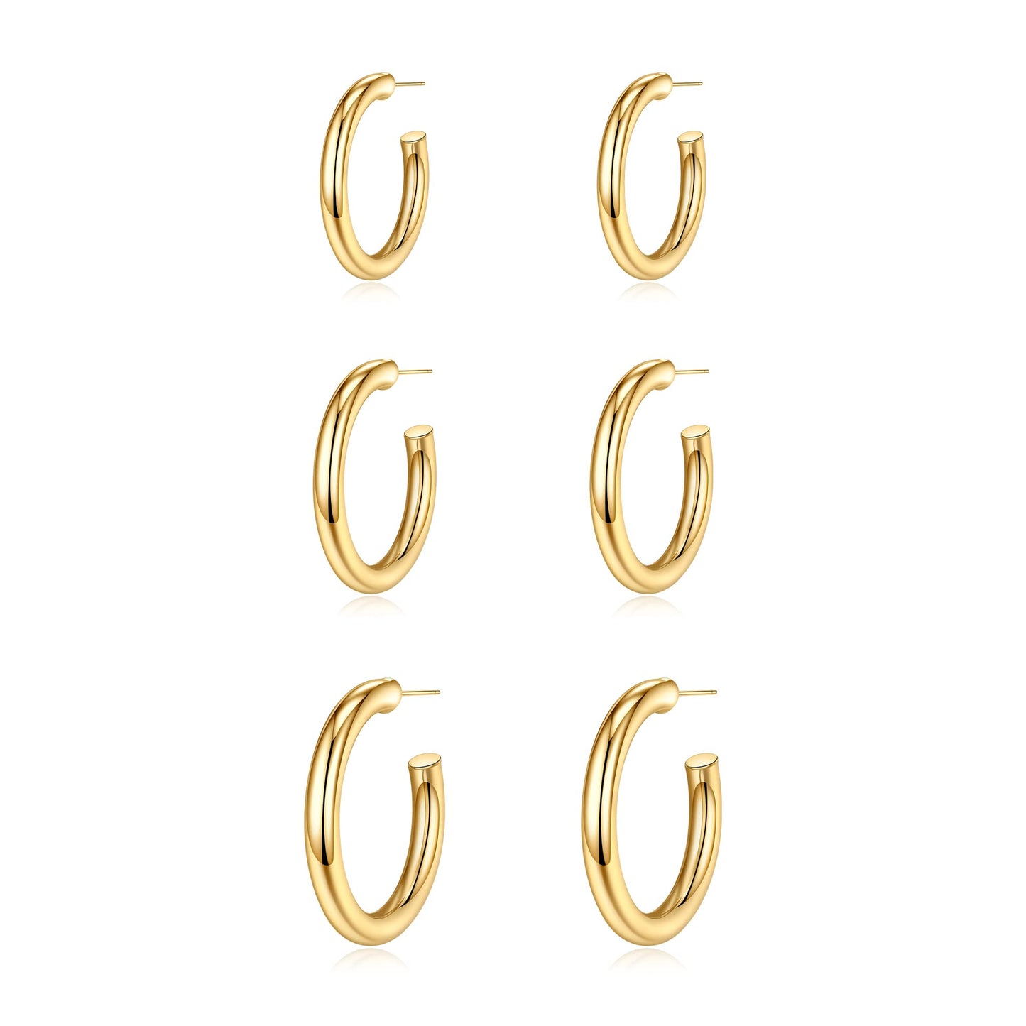 1 Set Simple Style Classic Style Solid Color Plating Copper 14k Gold Plated Hoop Earrings