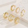 Classic Style Number Copper Plating Inlay Zircon Gold Plated Open Rings