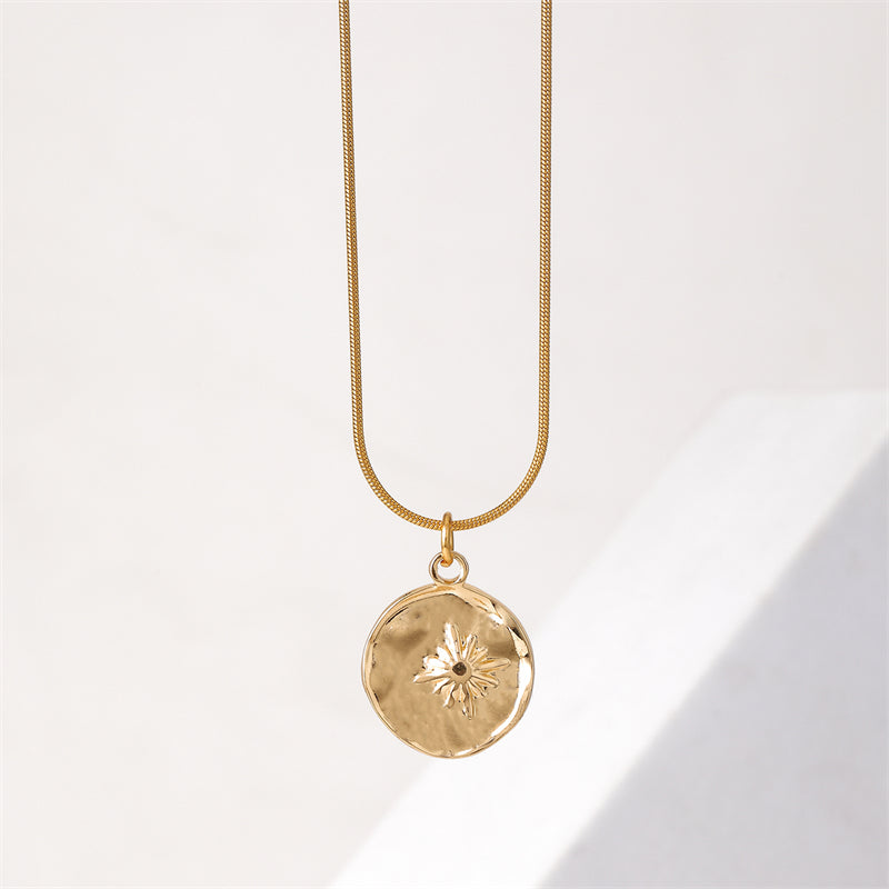 Ig Style Simple Style Round Smiley Face Stainless Steel Copper Plating Inlay Zircon Gold Plated Pendant Necklace