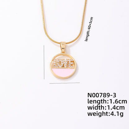 Ig Style Simple Style Round Smiley Face Stainless Steel Copper Plating Inlay Zircon Gold Plated Pendant Necklace