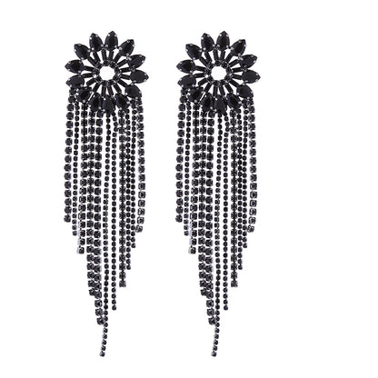 1 Pair Elegant Luxurious Tassel Flower Plating Inlay Alloy Rhinestones Gold Plated Drop Earrings