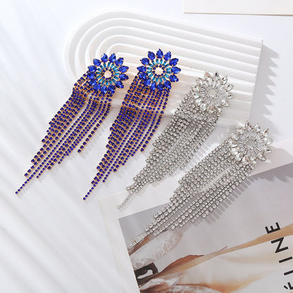 1 Pair Elegant Luxurious Tassel Flower Plating Inlay Alloy Rhinestones Gold Plated Drop Earrings