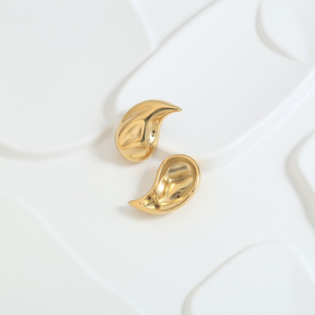 1 Pair Retro Simple Style Roman Style Solid Color Plating Stainless Steel 18K Gold Plated Ear Studs