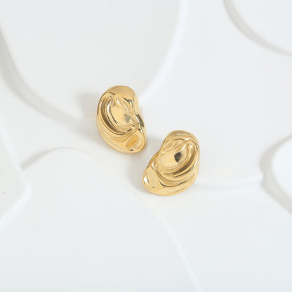 1 Pair Retro Simple Style Roman Style Solid Color Plating Stainless Steel 18K Gold Plated Ear Studs