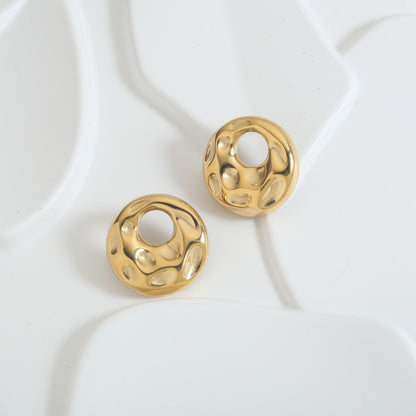 1 Pair Retro Simple Style Roman Style Solid Color Plating Stainless Steel 18K Gold Plated Ear Studs