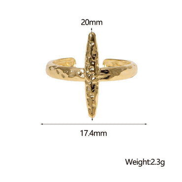 304 Stainless Steel 18K Gold Plated Modern Style Simple Style Plating Cross Lines Rings