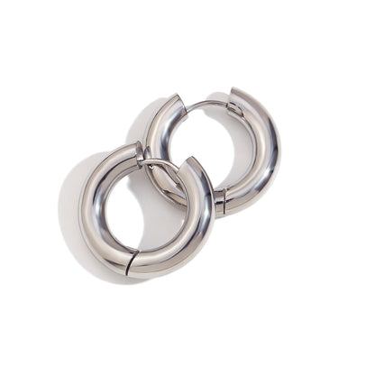 1 Pair Simple Style Round Plating Stainless Steel 18k Gold Plated Hoop Earrings