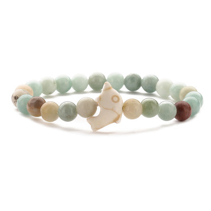 Chinoiserie Ethnic Style Classic Style Round Dolphin Turquoise Agate Beaded Unisex Bracelets