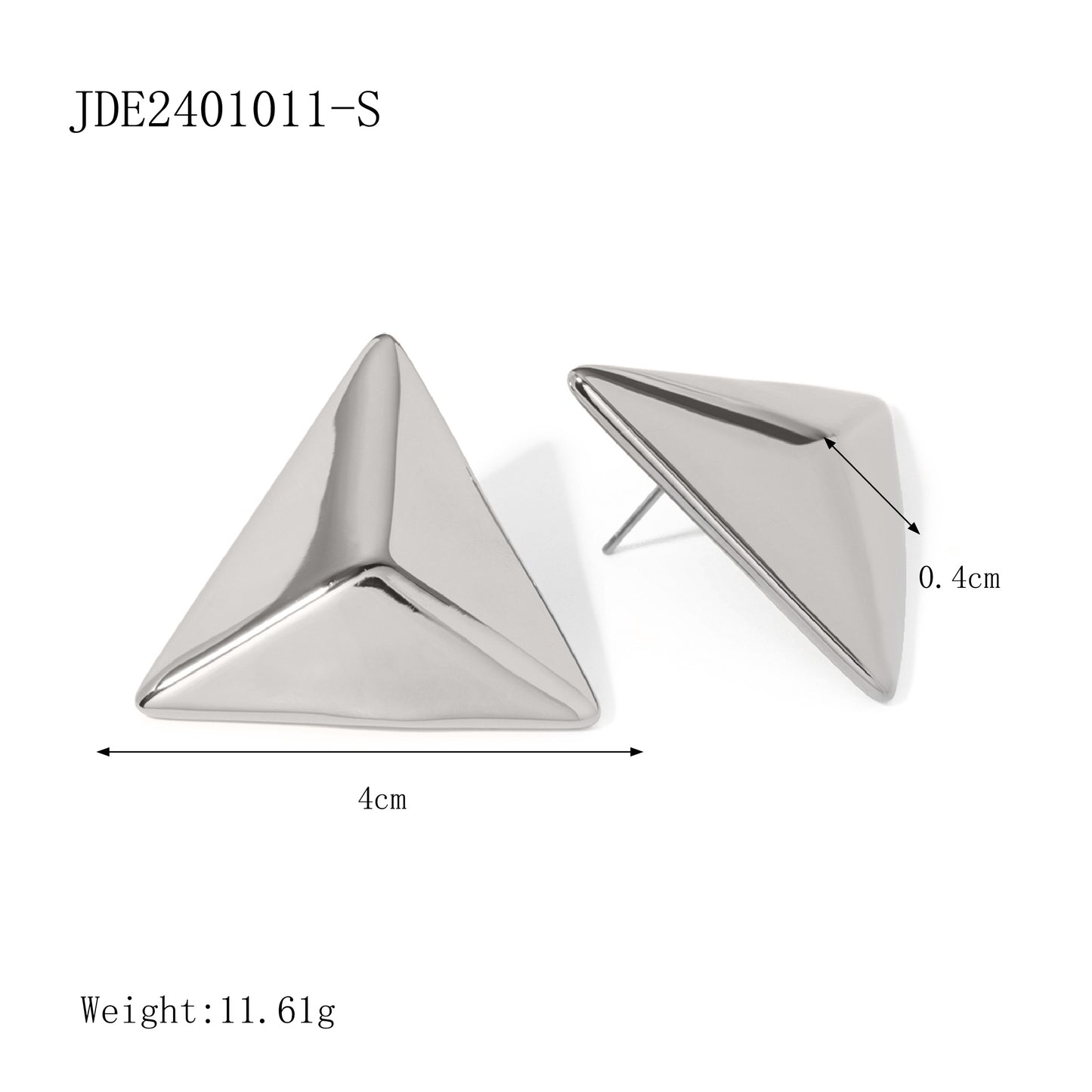 1 Pair IG Style Simple Style Triangle 304 Stainless Steel 18K Gold Plated Ear Studs