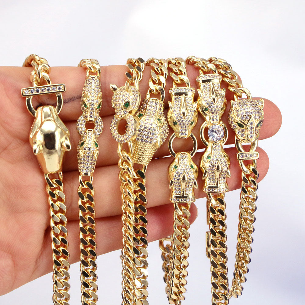 Fashion Animal Copper Bracelets Gold Plated Inlay Zircon Copper Bracelets