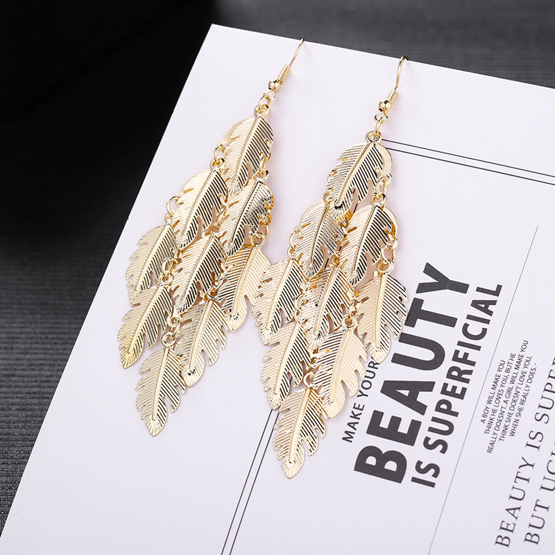 Fashion Leaf Metal Plating Women's Drop Earrings 1 Pair