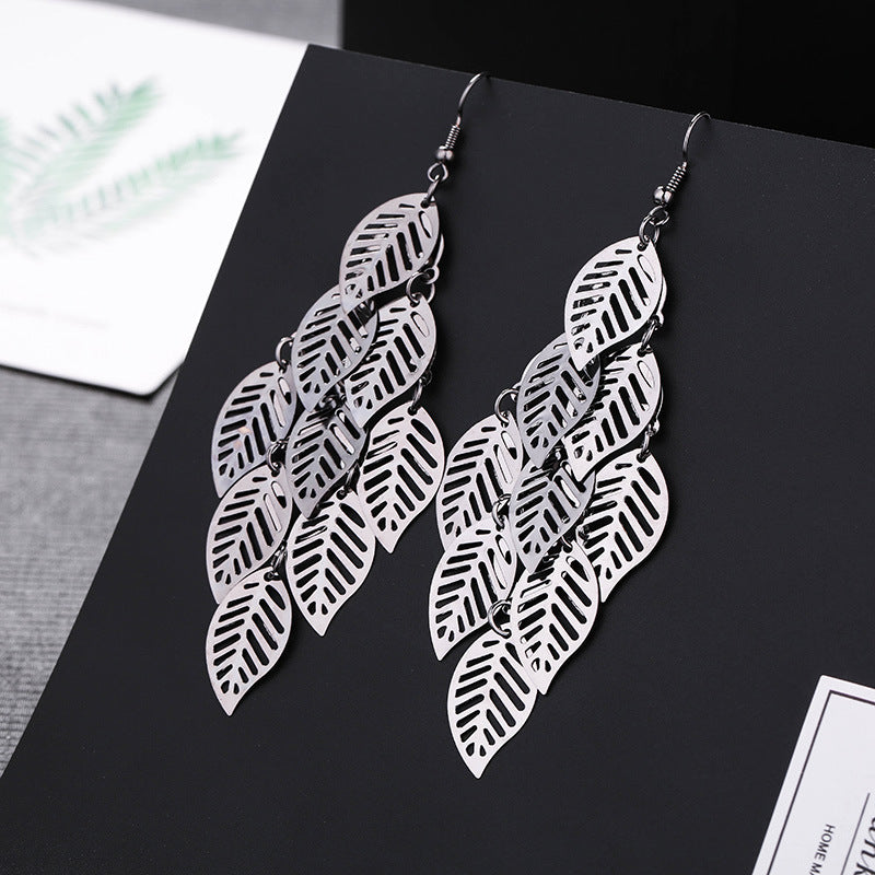 Fashion Leaf Metal Plating Women's Drop Earrings 1 Pair