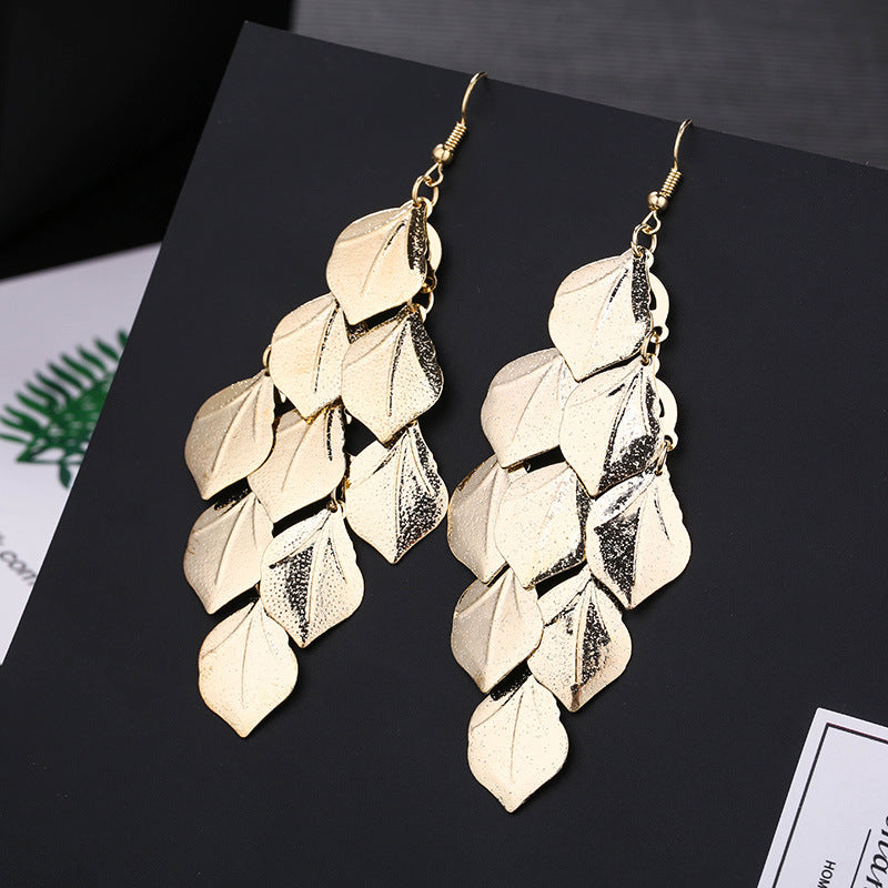 Fashion Leaf Metal Plating Women's Drop Earrings 1 Pair