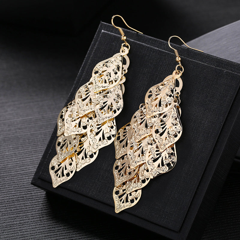 Fashion Leaf Metal Plating Women's Drop Earrings 1 Pair