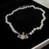 Glam Retro Heart Shape Bow Knot Imitation Pearl Beaded Plating Inlay Rhinestones Women's Layered Necklaces