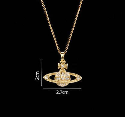 Sweet Planet Flower Bow Knot Copper Zircon Pendant Necklace In Bulk