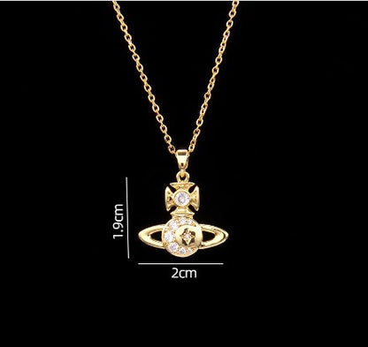 Sweet Planet Flower Bow Knot Copper Zircon Pendant Necklace In Bulk