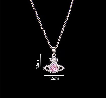 Sweet Planet Flower Bow Knot Copper Zircon Pendant Necklace In Bulk