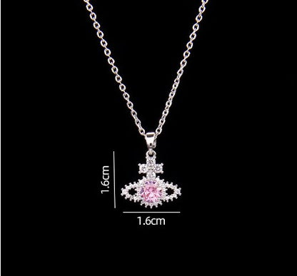 Sweet Planet Flower Bow Knot Copper Zircon Pendant Necklace In Bulk