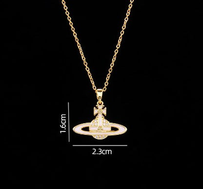 Sweet Planet Flower Bow Knot Copper Zircon Pendant Necklace In Bulk