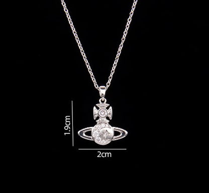 Sweet Planet Flower Bow Knot Copper Zircon Pendant Necklace In Bulk