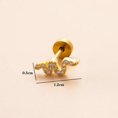 1 Piece Ear Cartilage Rings & Studs Simple Style Classic Style Heart Shape Snake Butterfly Copper Polishing Inlay Zircon 18K Gold Plated Ear Cartilage Rings & Studs