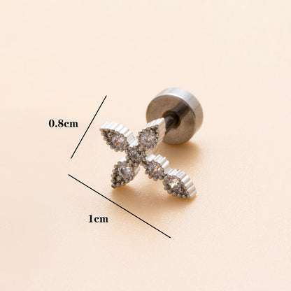 1 Piece Ear Cartilage Rings & Studs Simple Style Classic Style Heart Shape Snake Butterfly Copper Polishing Inlay Zircon 18K Gold Plated Ear Cartilage Rings & Studs