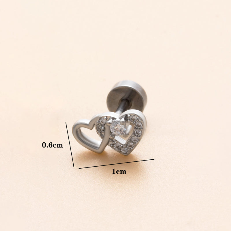 1 Piece Ear Cartilage Rings & Studs Simple Style Classic Style Heart Shape Snake Butterfly Copper Polishing Inlay Zircon 18K Gold Plated Ear Cartilage Rings & Studs