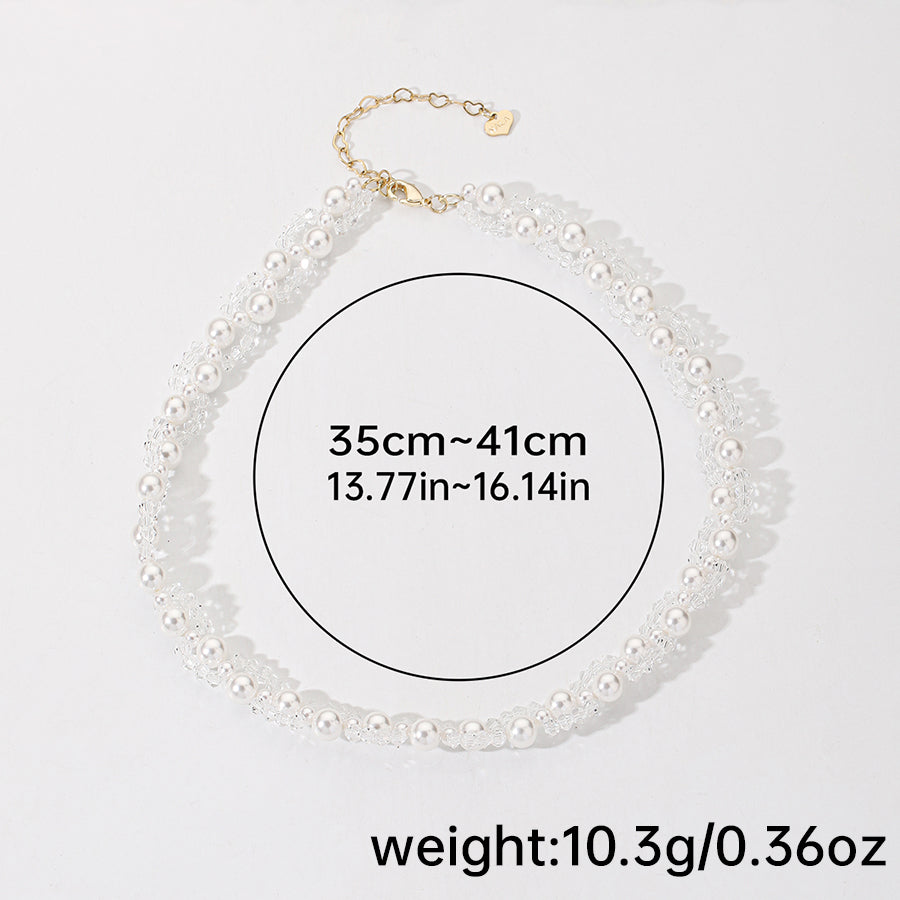 Elegant Simple Style Round Artificial Crystal Imitation Pearl Beaded Women's Necklace