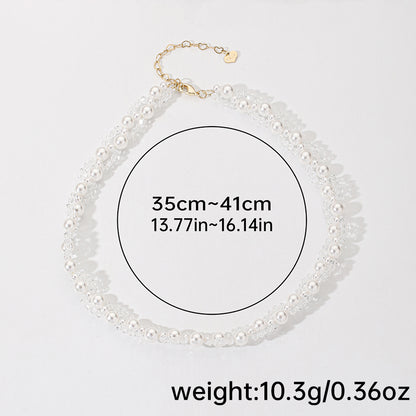 Elegant Simple Style Round Artificial Crystal Imitation Pearl Beaded Women's Necklace